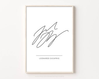 Leonardo DiCaprio Autograph Print, Printable Wall Art, Minimalist Wall Decor, Actor Prints, Celebrity Signature Poster, Actress Fan Gift