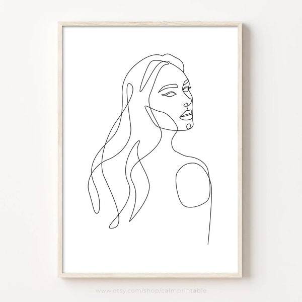 Adele Line Art, druckbare Wandkunst, eine Linie Zeichnung, minimalistische Wanddekor Druck, Adele Merch, Musik digitales Poster, Geschenk für Adele Fan