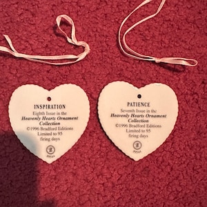 Heavenly Hearts ornaments Patience & Inspiration
