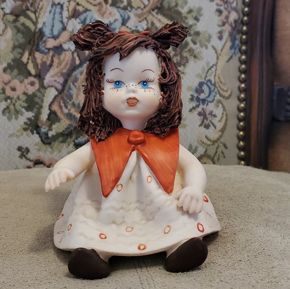 Vintage Italian Girl With Spaghetti Hair in Dress by Claudio