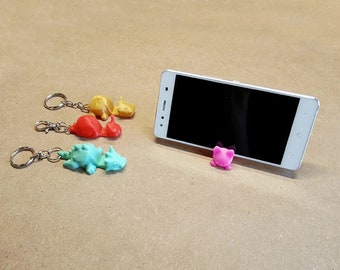 Cute Phone Desk Holder Cat Keychain and Cute Desktop Smartphone Stand Cell Phone Holder 3D Printed