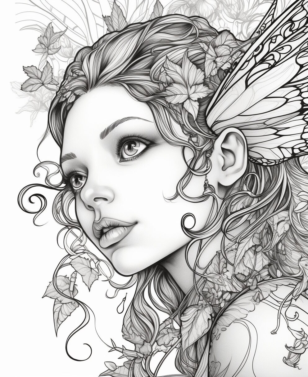 20 Fairy Fantasy Coloring Pages - Adults & Kids - Instant Download ...