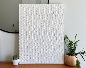 Textured Minimalist Wall Art, Plaster Canvas Painting with Scale Texture, Modern 3D Decor