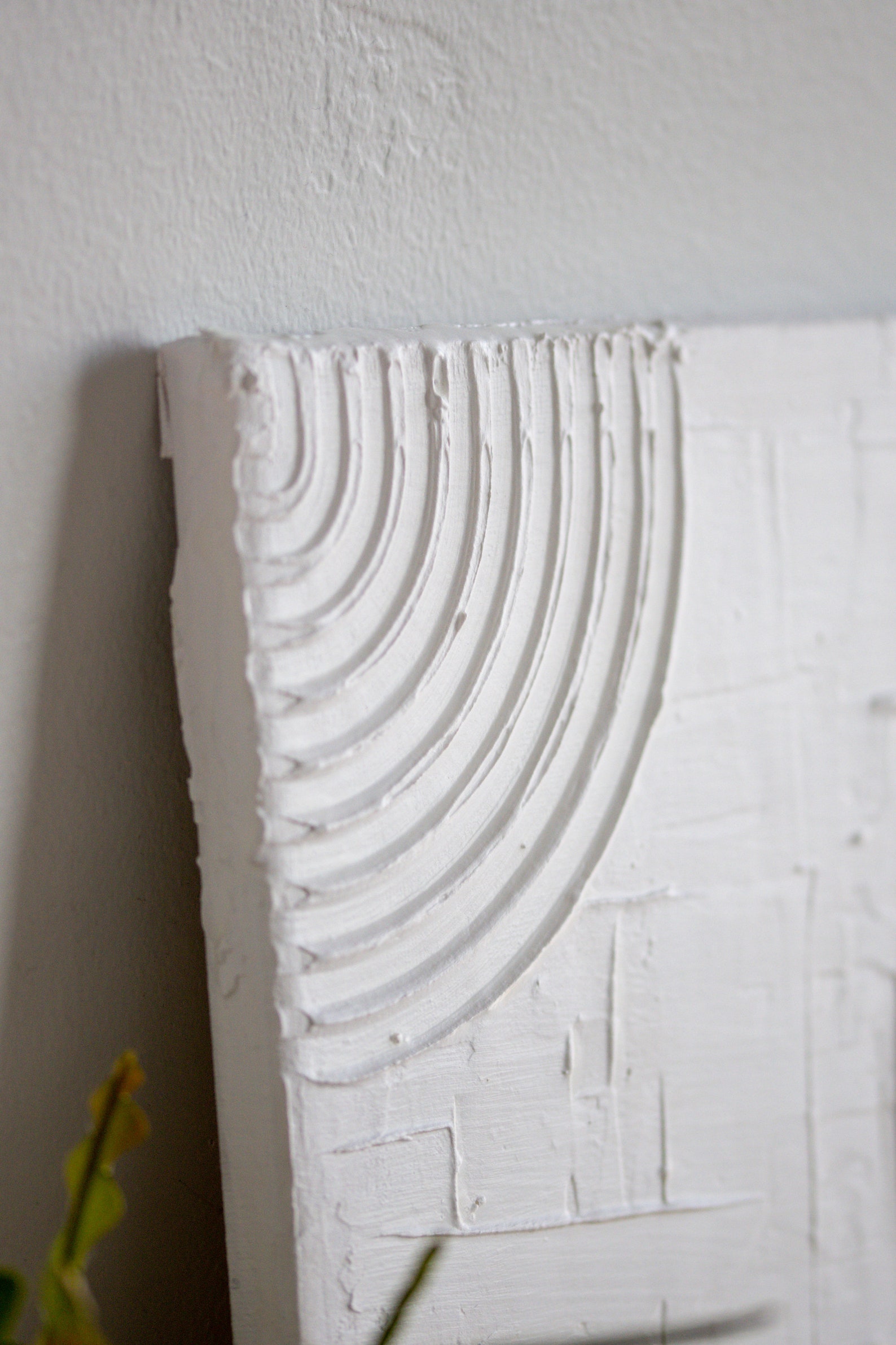 Wave Half Circle Canvas White Textured Wall Art Plaster Art Etsy