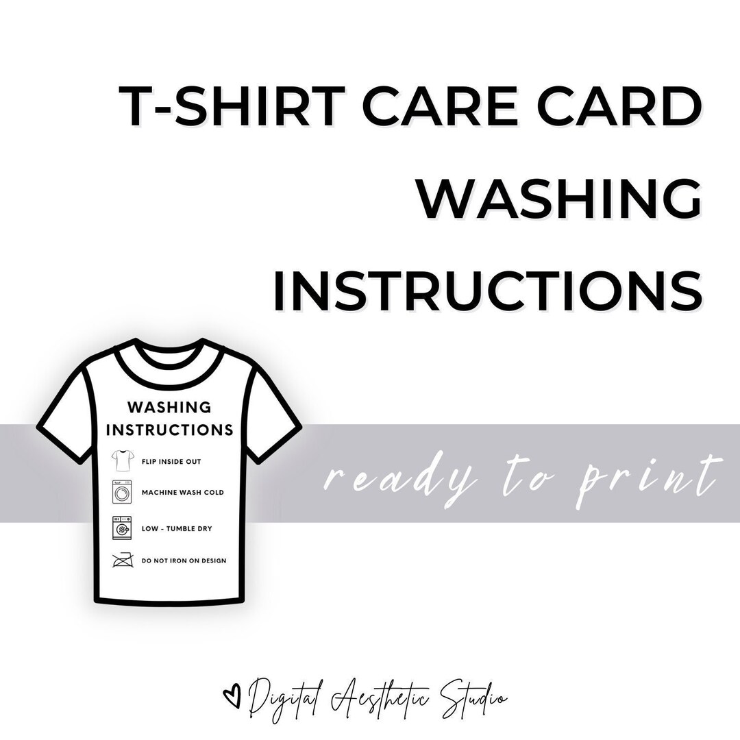 Printable T-shirt Care Card PNG Cut File Cricut / - Etsy Australia