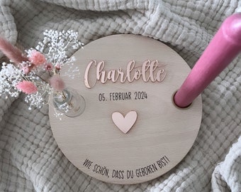 Personalized birthday plate with vase and candle ROSEGOLD, birthday board, birthday wreath, table decoration, birthday decoration