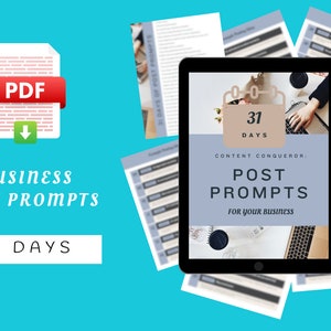 Boost Your Business with 31 Days of Post Prompts! Includes an example for each prompt. Instant Download PDF