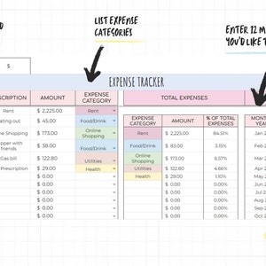 Expense Tracker Spreadsheet | Personal Finance Google Sheets, Excel ...
