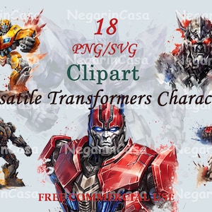 Transforming Robots Clipart – Watercolor Sci-Fi Tech PNG for Kids