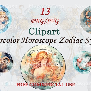 Sternzeichen Symbol Clipart - Aquarell PNG für Astrologie & spirituelle Kunst