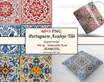 Portuguese Azulejo Tile Clipart – Seamless Blue Ceramic Pattern PNG V3