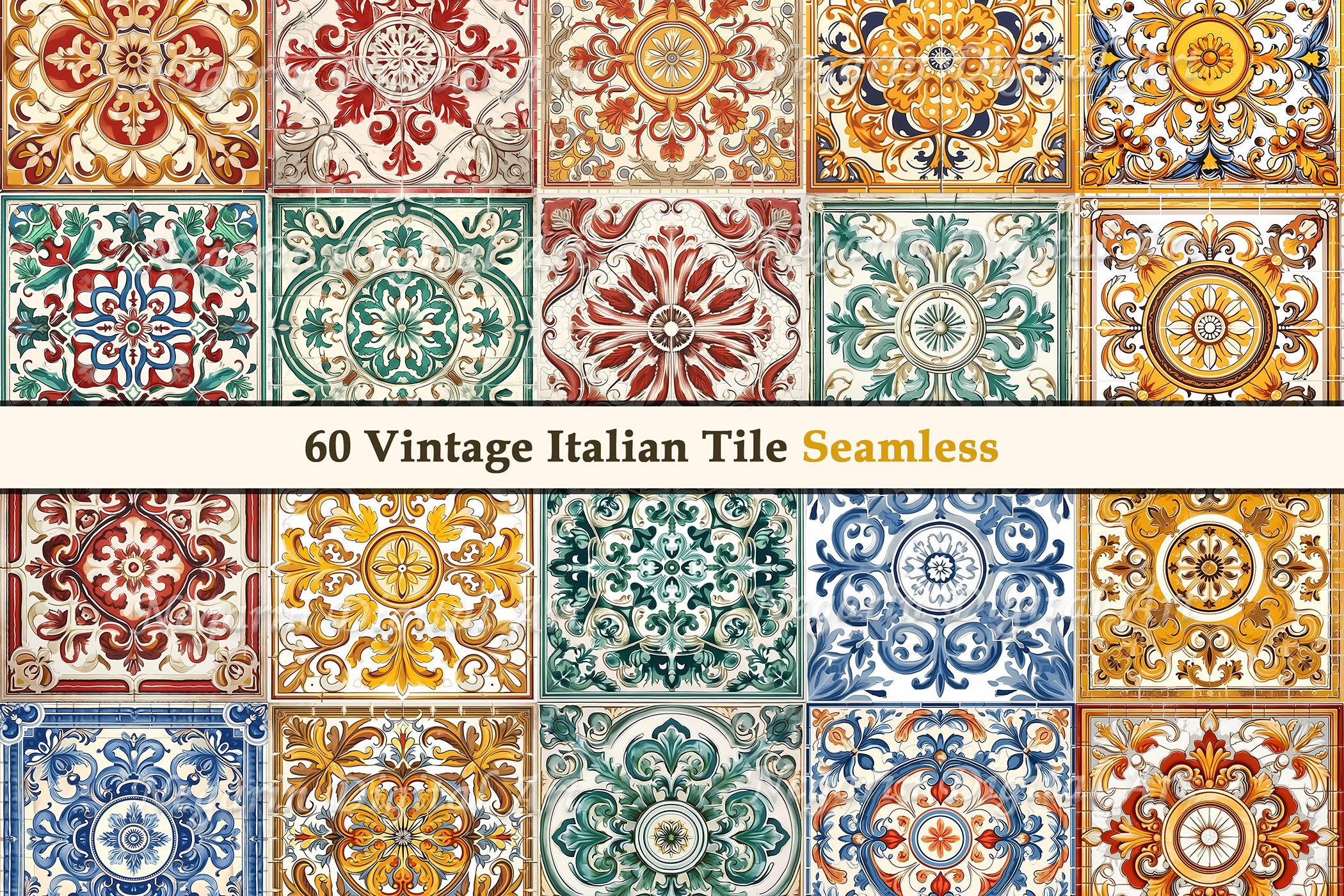 Italian Tile Clipart V2 – Vintage Pattern PNG for Mediterranean Decor ...