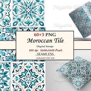 Moroccan Pattern Tile Clipart – Seamless Arabic Design PNG, Islamic Geometric Art V1