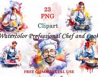Chef Clipart – Watercolor PNG for Culinary Art, Branding & Menu Design