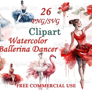 Clipart ballerine aquarelle – Danse élégante PNG, art de danse classique
