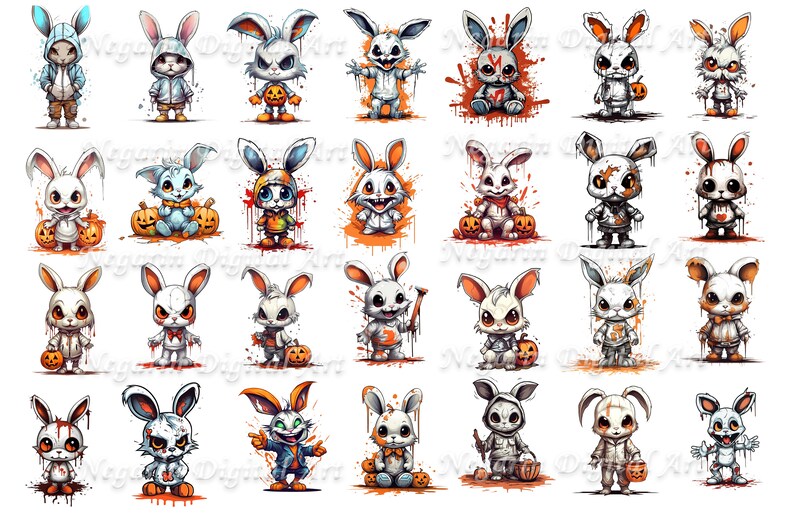 Spooky Rabbit Painting Scary Halloween Bunny Clipart – Watercolor Creepy Rabbit PNG, Spooky ...
