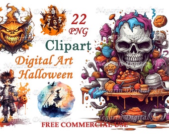 Spooky Halloween Digital Clipart – Scary PNG Bundle, Haunted Decor Download