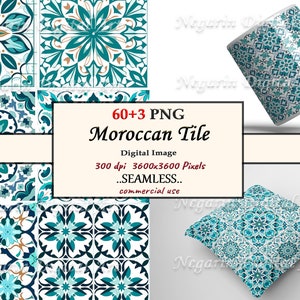 Moroccan Pattern Tile Clipart – Seamless Arabic Design PNG, Islamic Geometric Art V2
