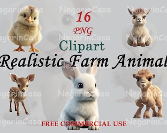 Baby Farm Animal Clipart – Watercolor Farm PNG for Kids & Nursery