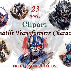 TransfoRobots V3 Clipart – Watercolor Transformers PNG for Boys Decor