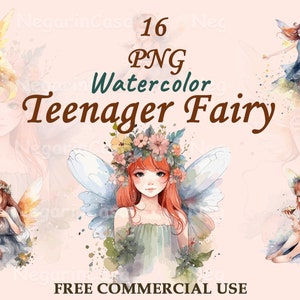 Aquarell Teen Fairy Clipart - Magisches Mädchen PNG, Fantasy Illustration Download