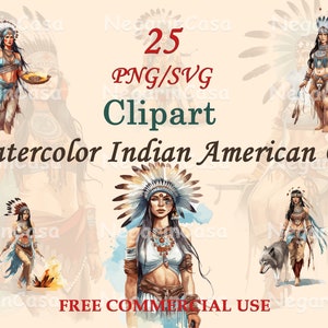Indian American Girl Clipart – Watercolor Ethnic PNG for Cards & Decor V1