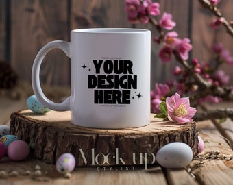 Floral Mug Mockup, 11oz Mug Mockup, Colourful Mug Mockup, Easter Mug Mockup, Coffee Mug Mockup, Spring Mug Mockup, White Coffee Cup Mock Up