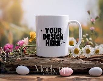 Floral Mug Mockup, 11oz Mug Mockup, Colourful Mug Mockup, Easter Mug Mockup, Coffee Mug Mockup, Spring Mug Mockup, White Coffee Cup Mock Up