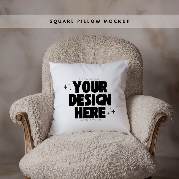 Throw Pillow Mockup, Minimal Boho Cushion Mockup, Square Pillow Mockup, Sofa Pillow Mockup, Farmhouse Pillow Mockup