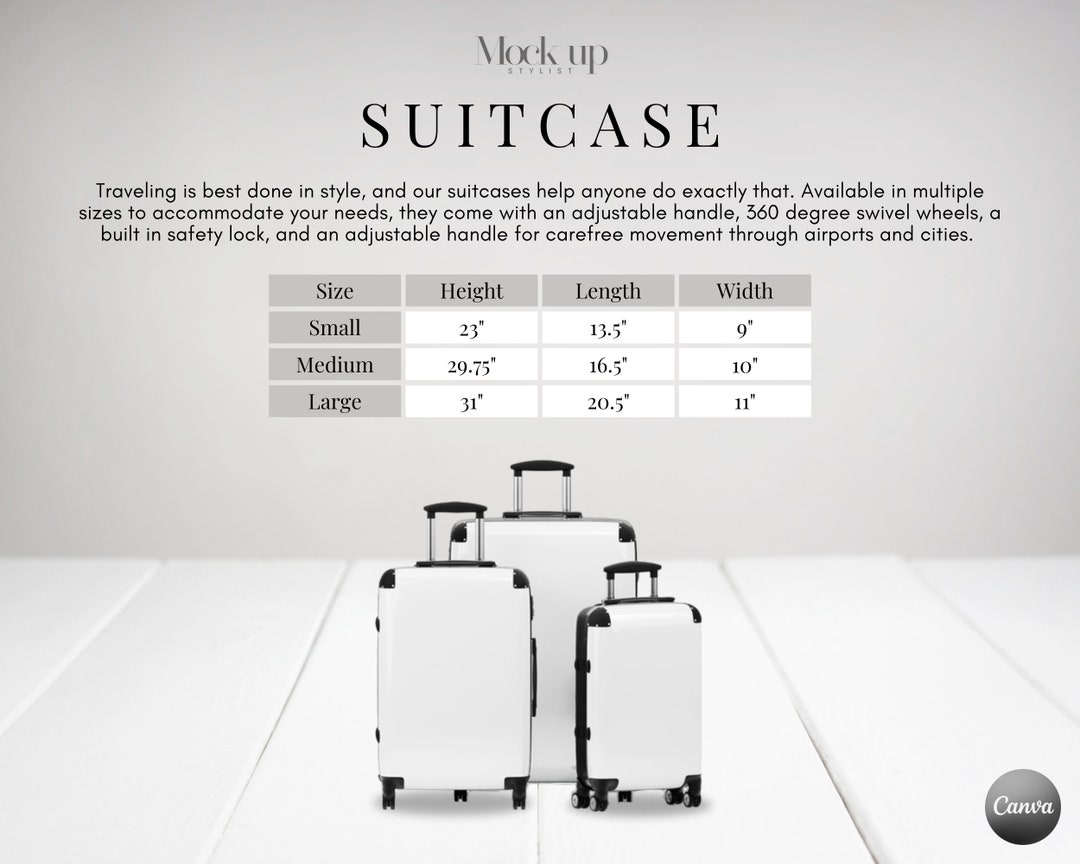 Suitcase Size Chart // Printify Size Chart // Suitcase Mockup Etsy