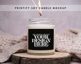 Printify Soy Candle Mockup Candle Mockup Boho Black Label Candle Mockup Candle Mockup 9oz Scented Soy Candle Mockup Candle Mockup With Flame