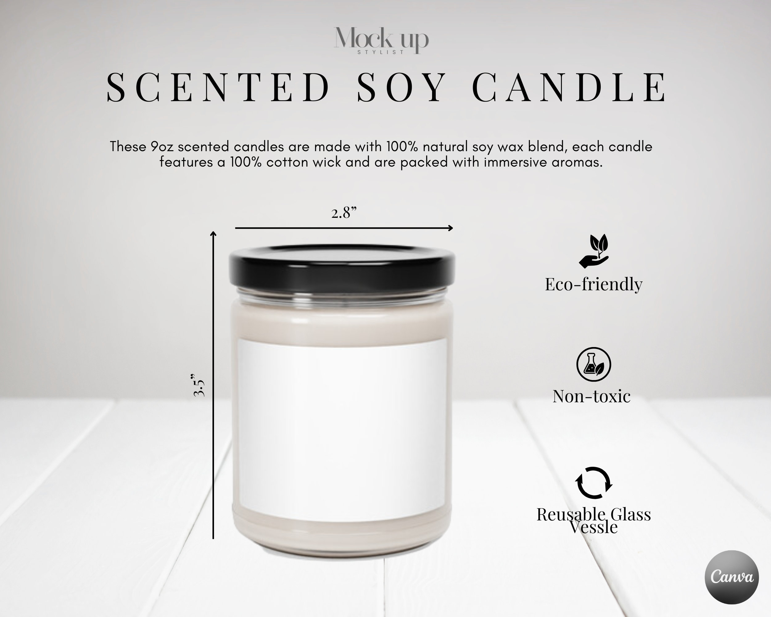 Frosted Glass Candle Jars PSD Mockup, Front View – Original Mockups