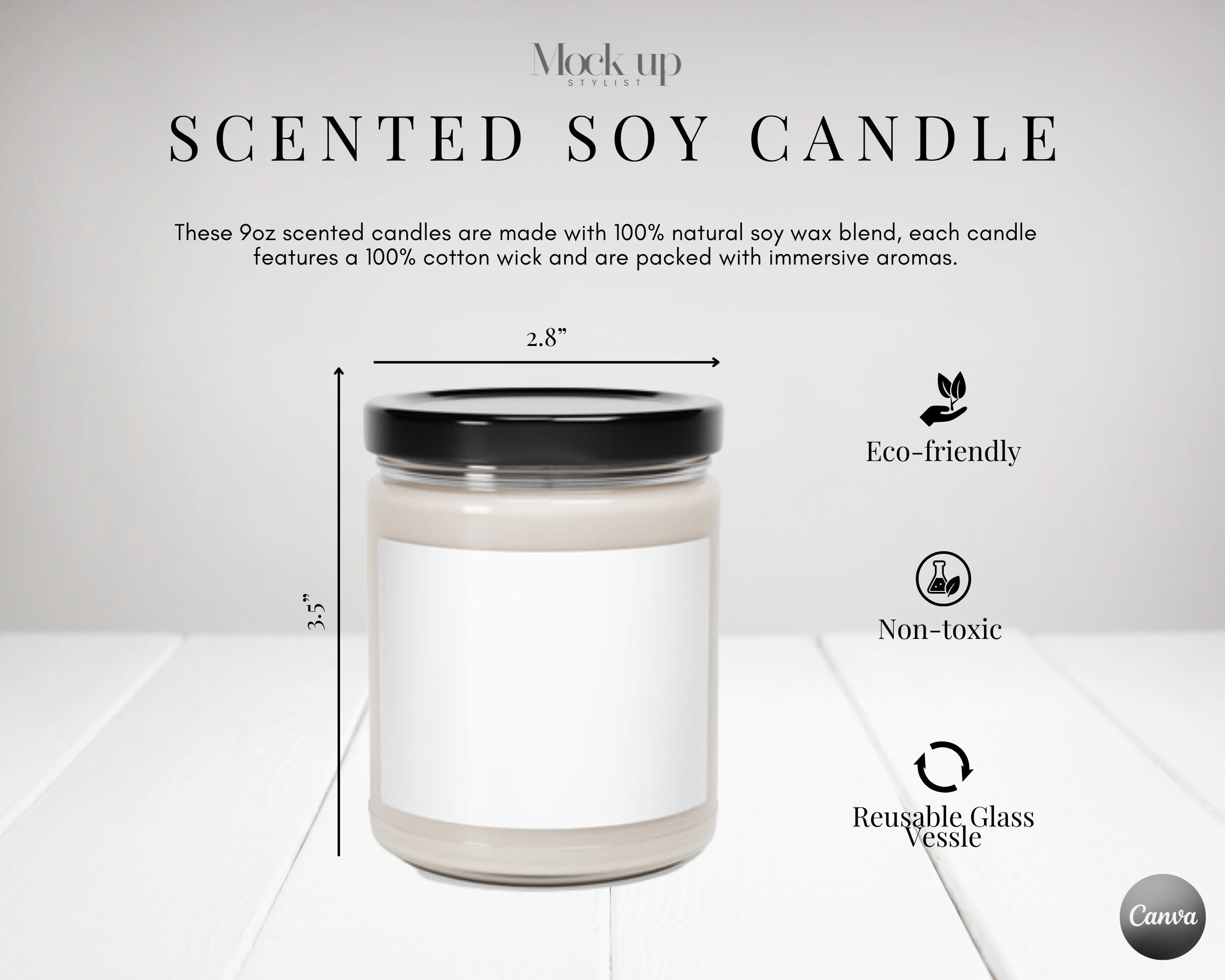 Candle Mockup Candle Size Chart Jar Candle Mockup Soy Candle 