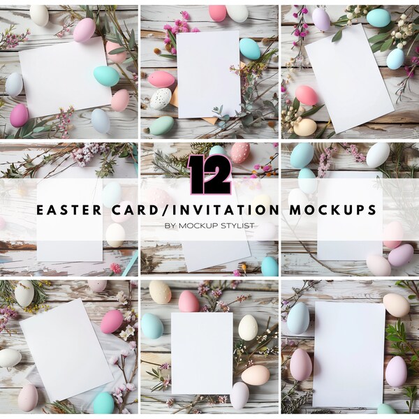 Easter Greeting Cards Mockup, 5x7 Card Mockup Bundle, Greeting Card Mockup Horizontal, Baby Blue Card Mockup, Folded Card Mockup 5x7