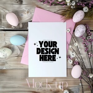 Mockup di carta 5x7 Mockup di biglietto di auguri busta Mockup di carta di Pasqua orizzontale Mockup di carta 5x7 Bundle Mockup di carta floreale Mockup di carta digitale