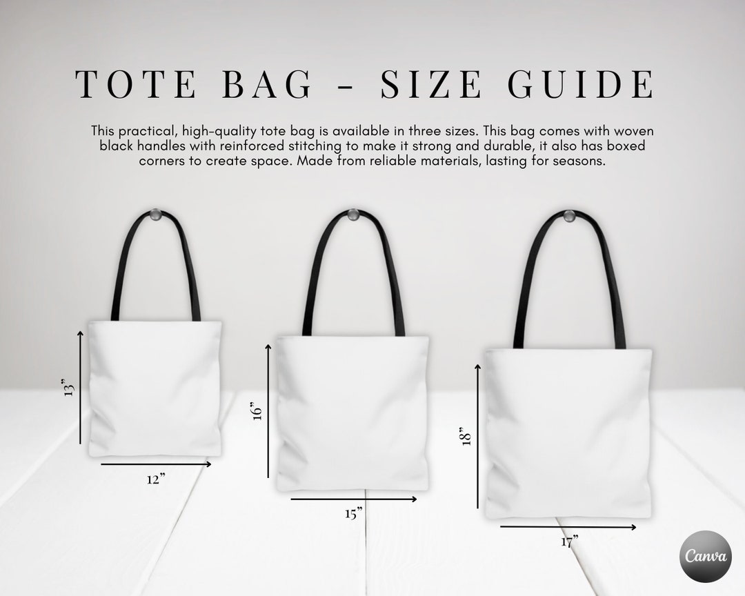 Printify Tote Size Chart // AOP Bag Mockup // Tote Bag Size Chart ...