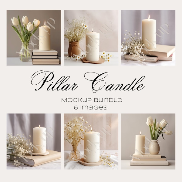 Pillar Candle Mockup Candle Mockup Bundle Modern Lifestyle Photo Boho Candle Mockup Minimalist Candle Mockup Bundle