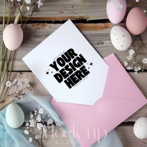 Mockup di carta 5x7 Mockup di biglietto di auguri busta Mockup di carta di Pasqua orizzontale Mockup di carta 5x7 Bundle Mockup di carta floreale Mockup di carta digitale