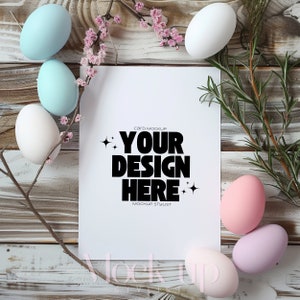 Mockup di carta 5x7 Mockup di biglietto di auguri busta Mockup di carta di Pasqua verticale Mockup di carta 5x7 Bundle Mockup di carta floreale Mockup di carta digitale