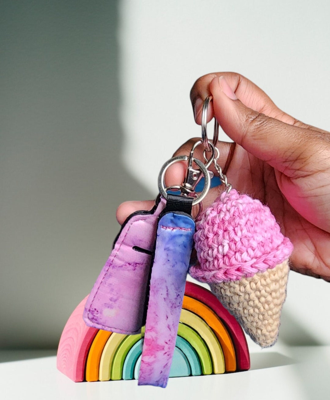 Cute Crochet Keychain Plush, Knitted Keychain Charm, Custom Key Fob