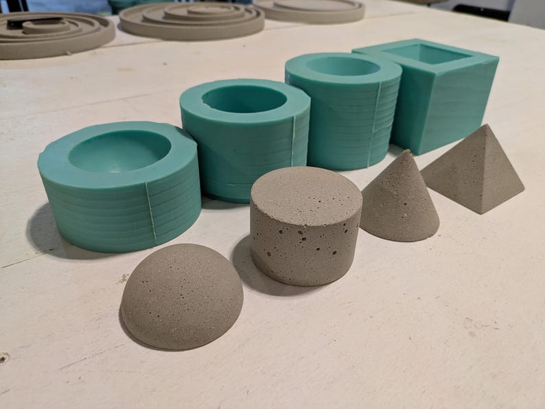 Geometric Concrete Mold Set - 4 Classic Shapes for Modern Decor ...