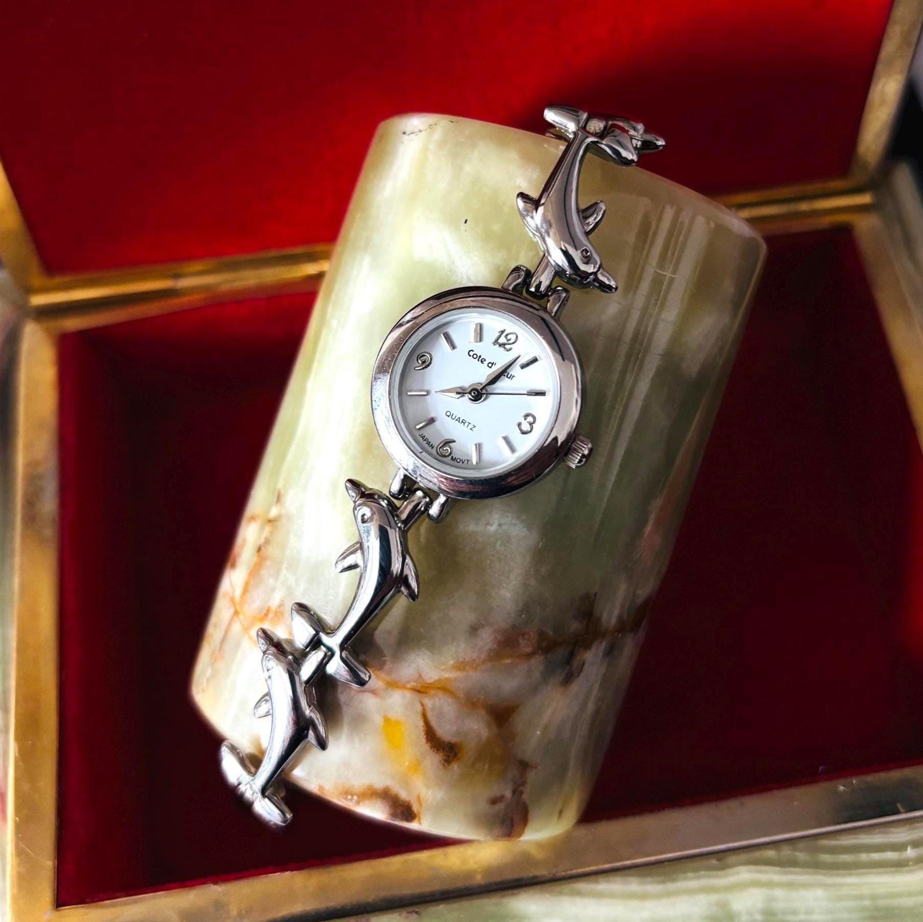 Vintage Dolphin Bracelet Watch Working Ladies Quartz Wristwatch Cote d’Azur
