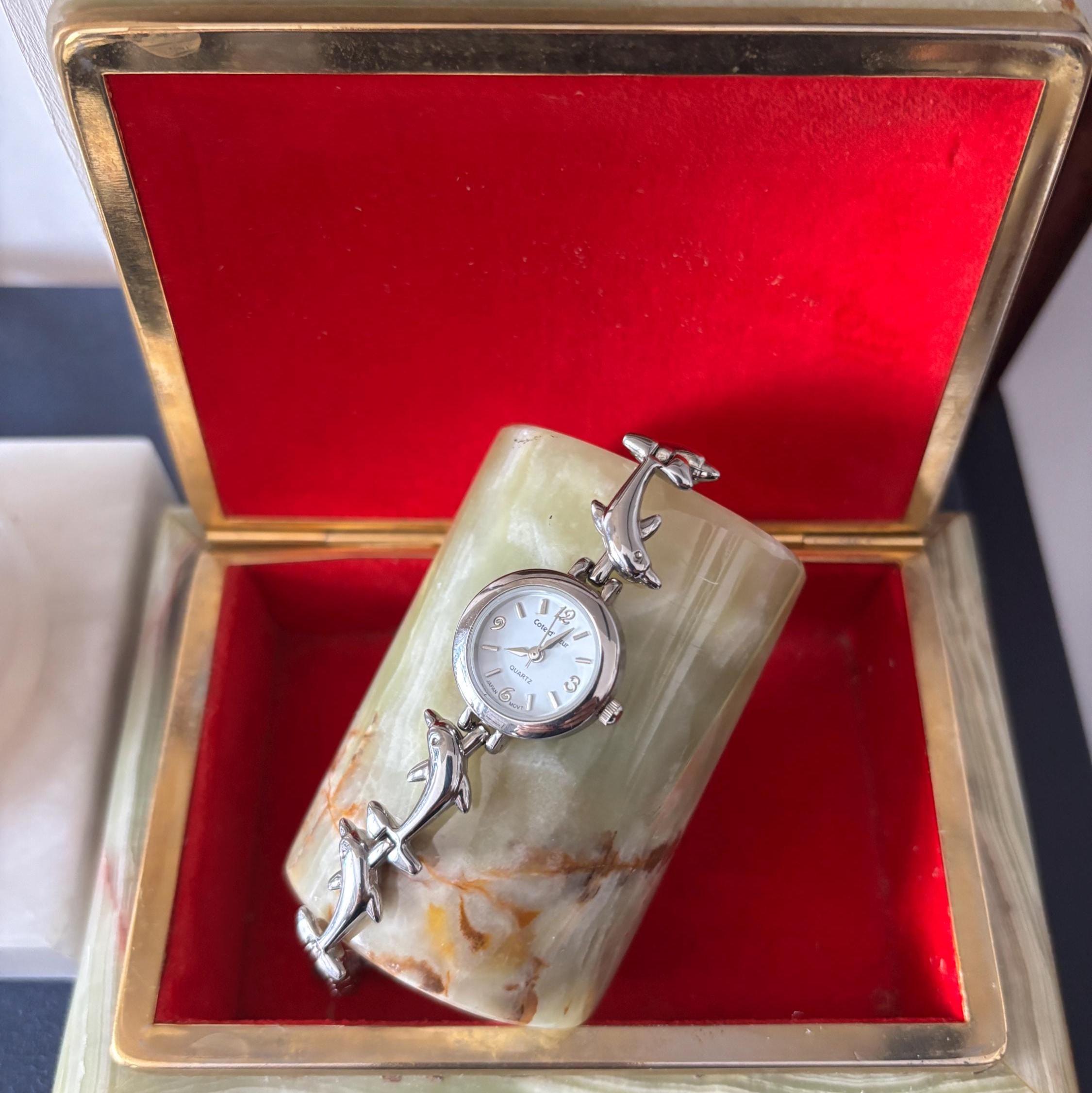 Vintage Dolphin Bracelet Watch Working Ladies Quartz Wristwatch Cote d’Azur