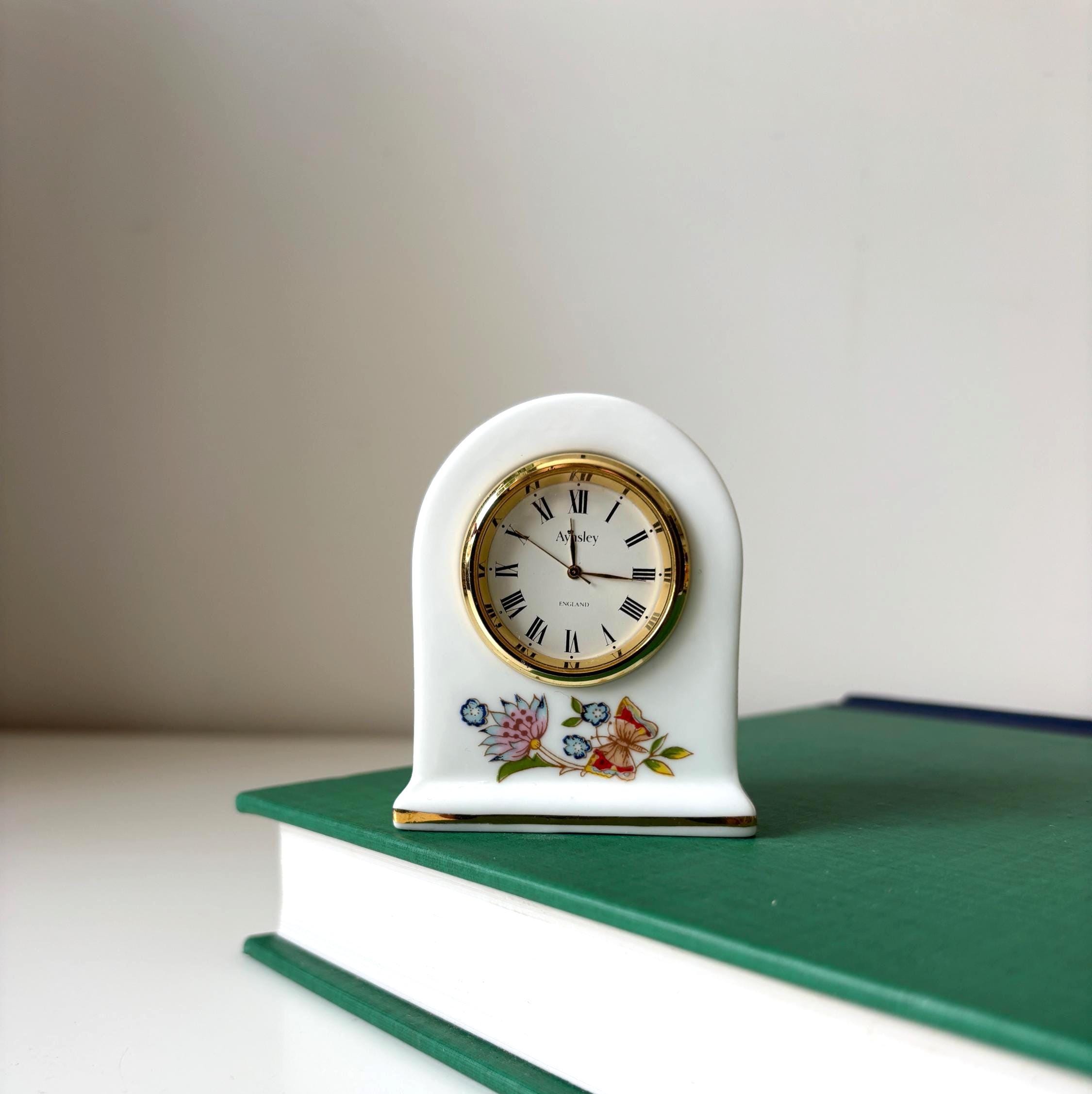 Vintage Aynsley Cottage Garden Fine Bone China Mantel Clock Made In England