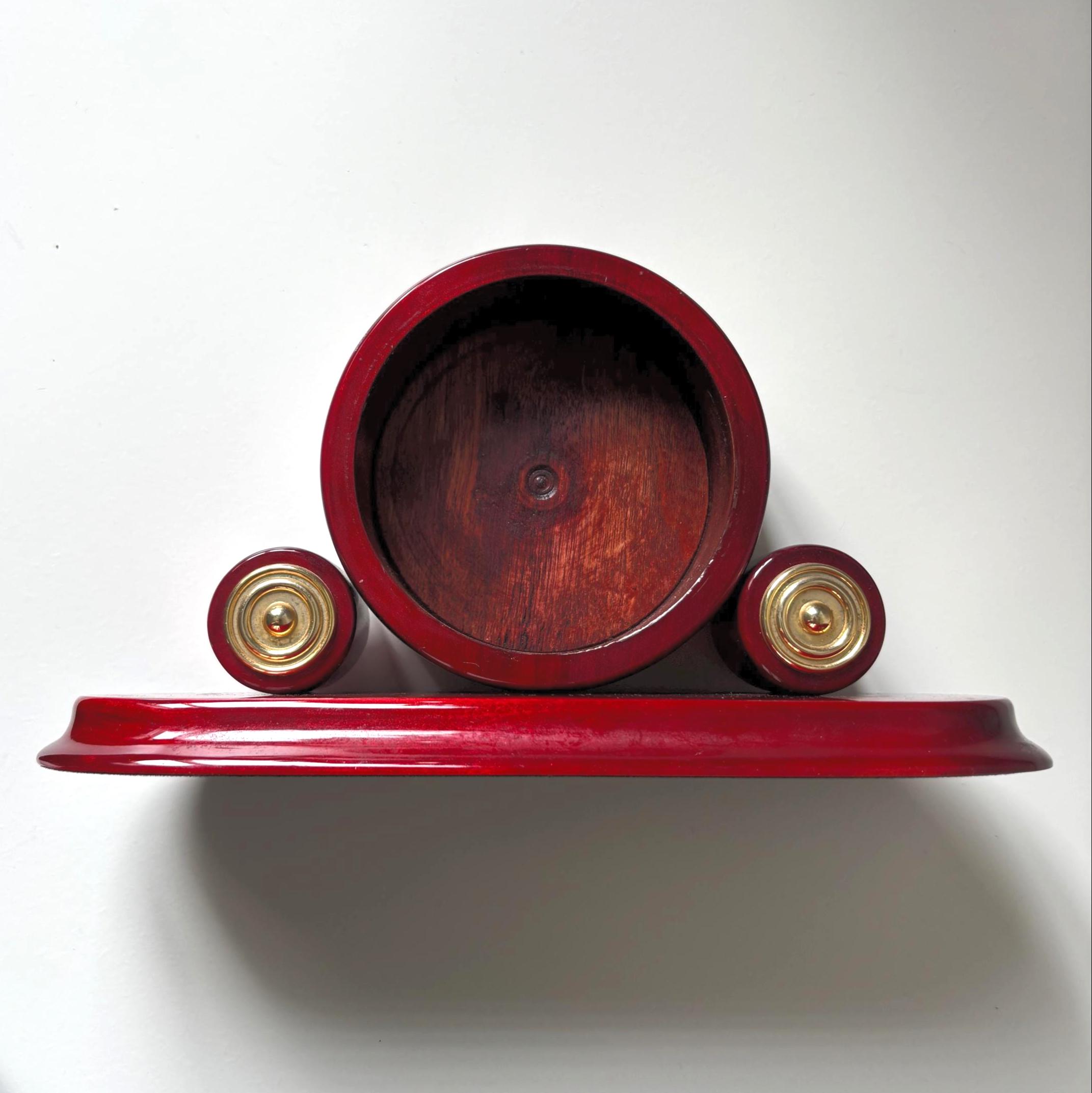 Vintage Wm Widdop Quartz Mantel Clock Burgundy Lacquered Wood Working Desk Clock