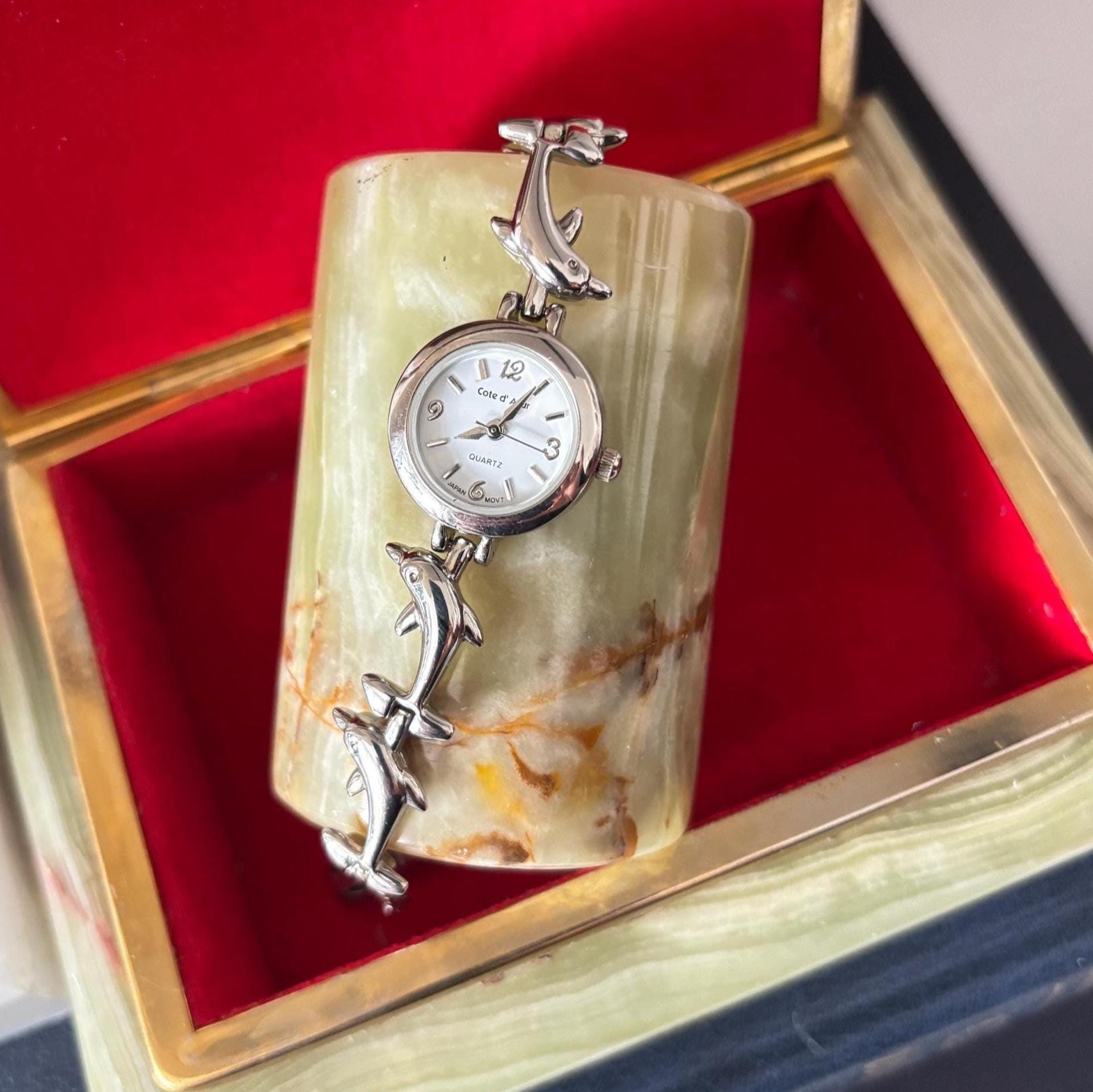 Vintage Dolphin Bracelet Watch Working Ladies Quartz Wristwatch Cote d’Azur