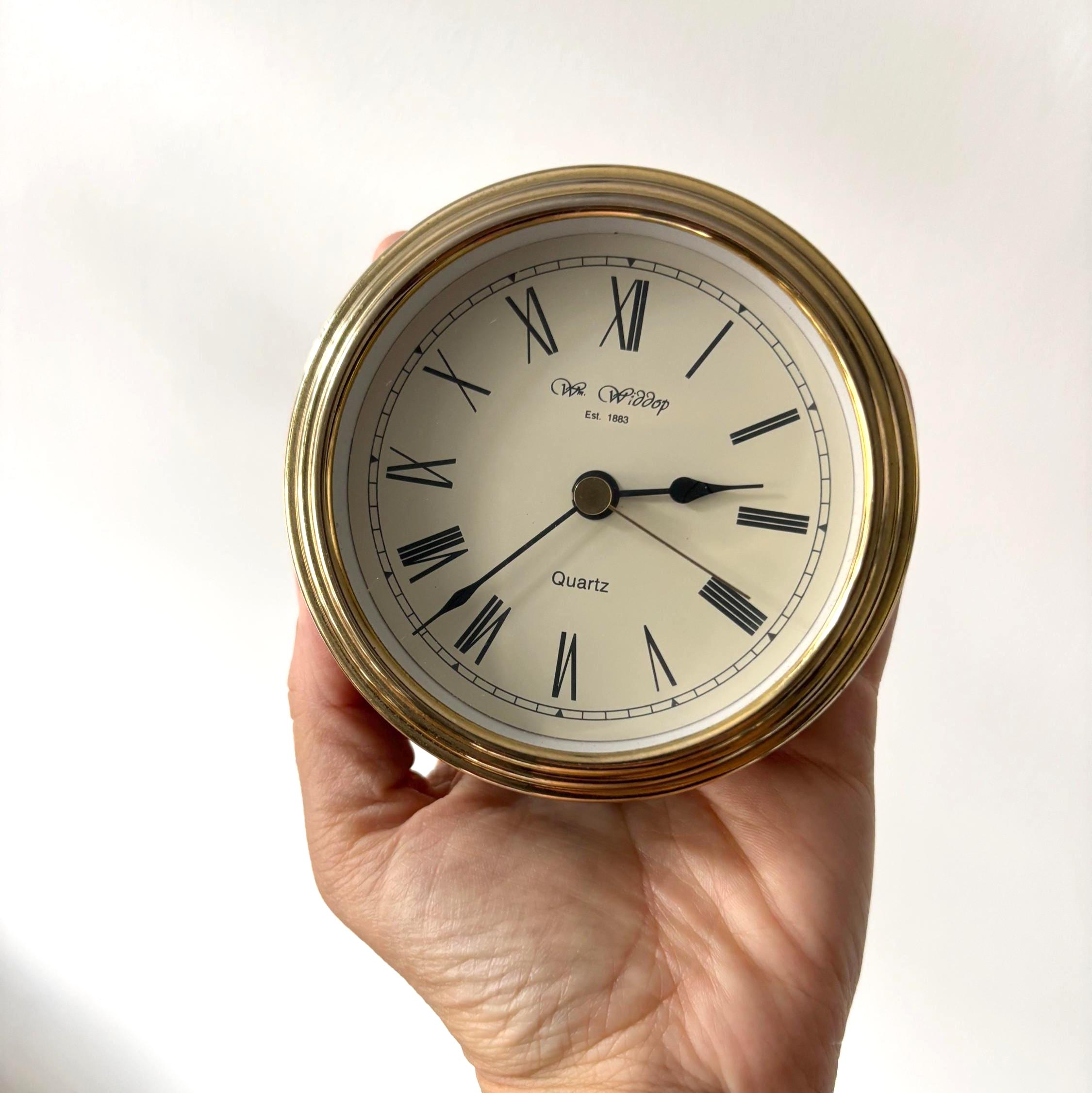Vintage Wm Widdop Quartz Mantel Clock Burgundy Lacquered Wood Working Desk Clock