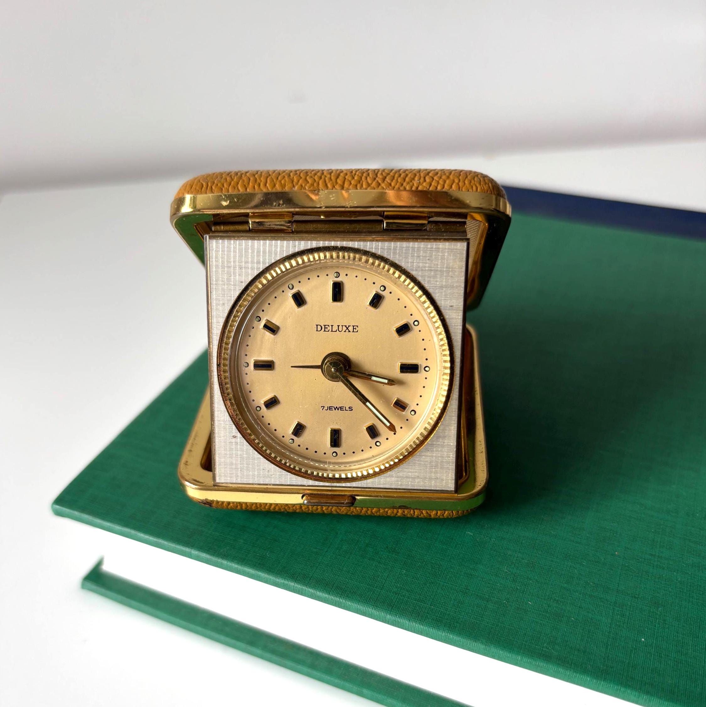 Vintage Deluxe 7 Jewel Folding Travel Alarm Clock Made in Germany
