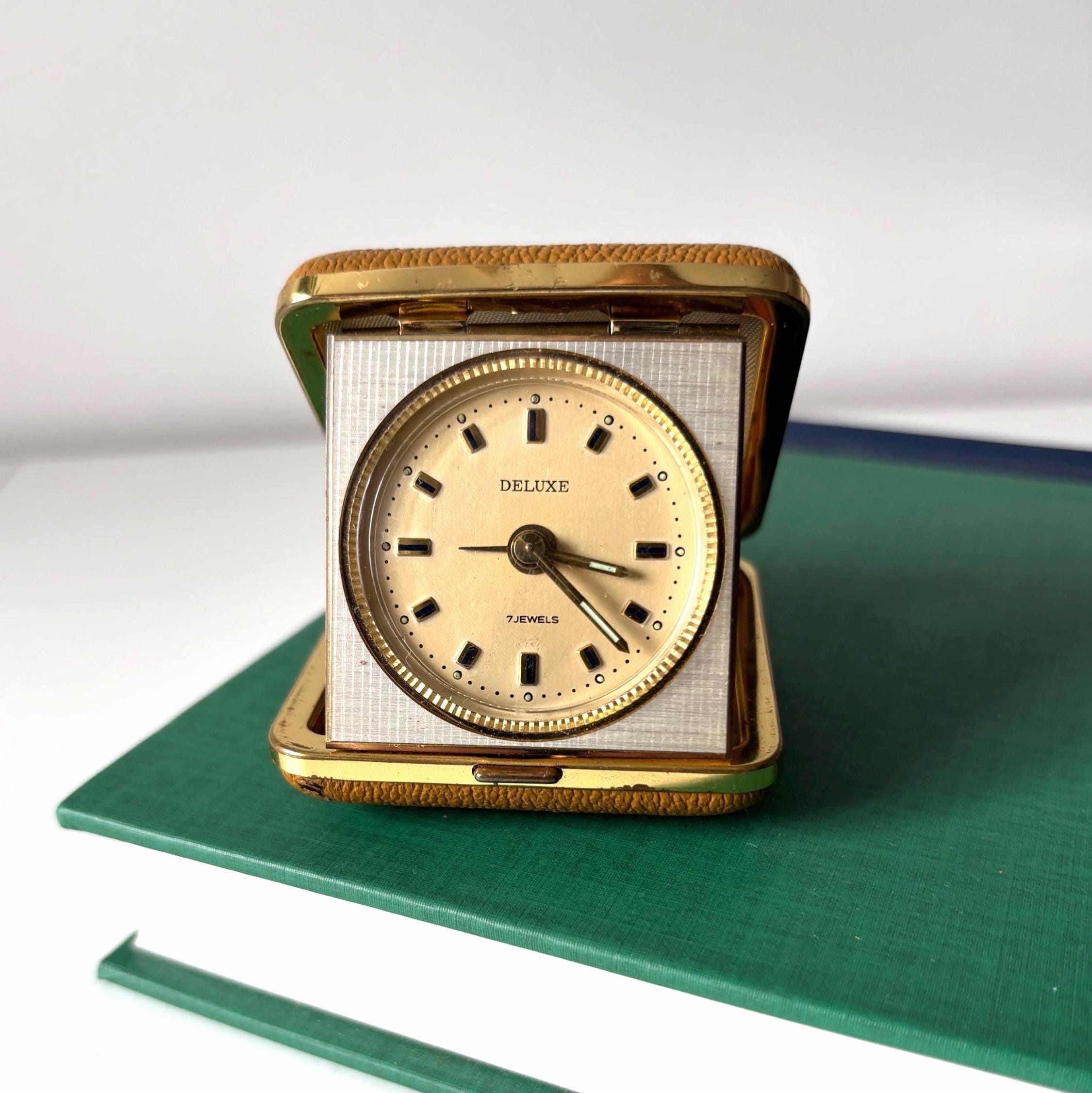 Vintage Deluxe 7 Jewel Folding Travel Alarm Clock Made in Germany