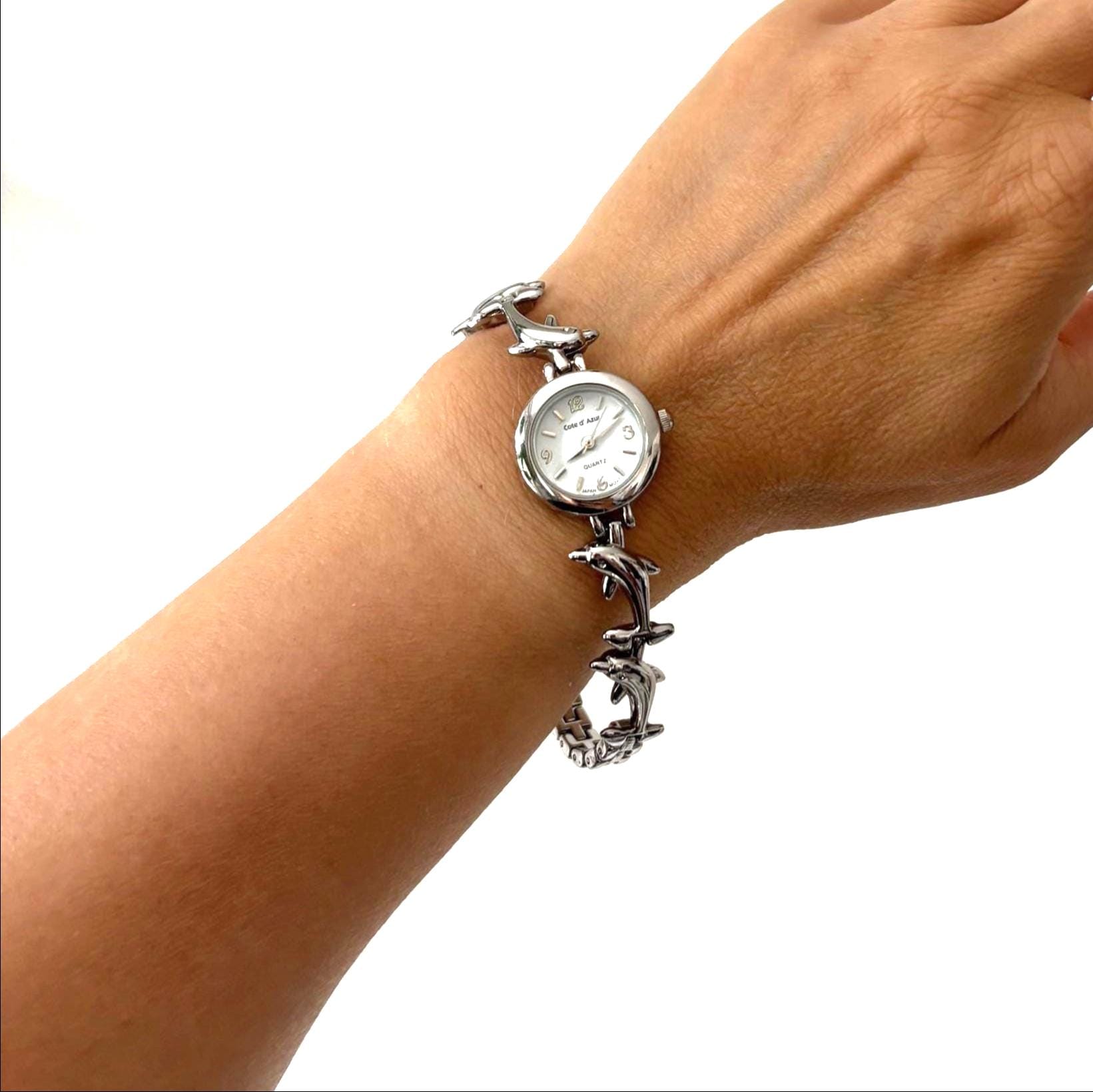 Vintage Dolphin Bracelet Watch Working Ladies Quartz Wristwatch Cote d’Azur